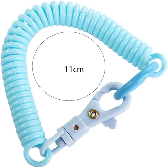Pokinge 7pcs Coil Springs Keychain Spiral Retractable Spring Coil Keychain, Anti-lost Lobster Clasp Rope Safety Key Ring with Metal Lobster Clasp