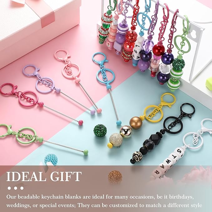 Beadable Keychain Bars Bulk Beads for Keychain Making Blank Keychain