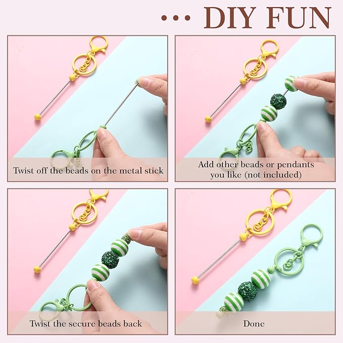 Beadable Keychain Bars Bulk Beads for Keychain Making Blank Keychain