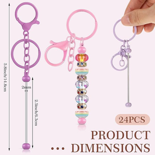 Beadable Keychain Bars Bulk Beads for Keychain Making Blank Keychain