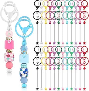 Beadable Keychain Bars Bulk Beads for Keychain Making Blank Keychain